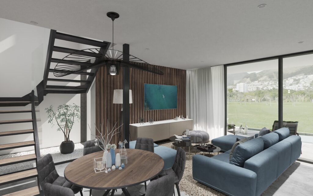 salón con mobiliario moderno