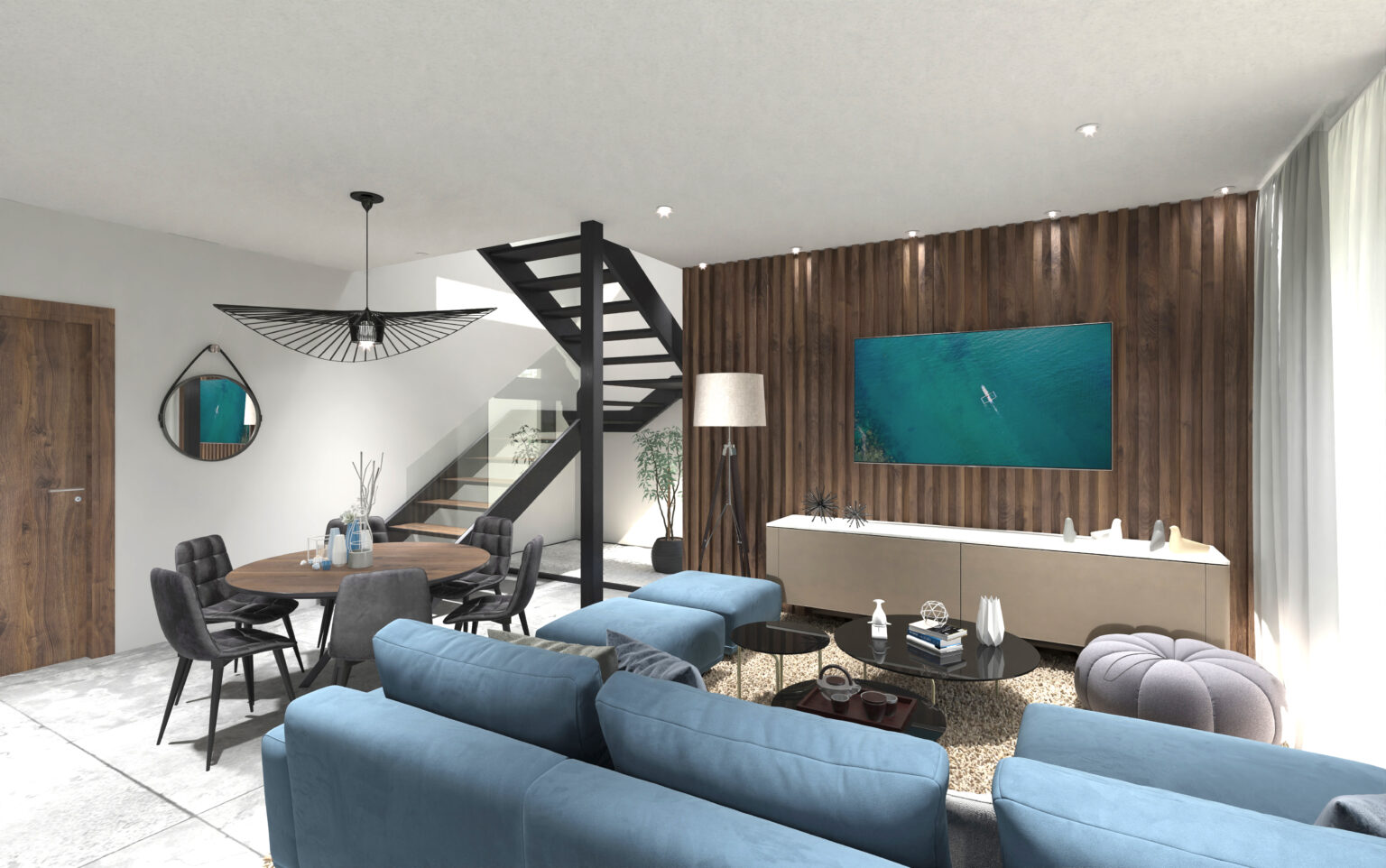 salón con mobiliario moderno